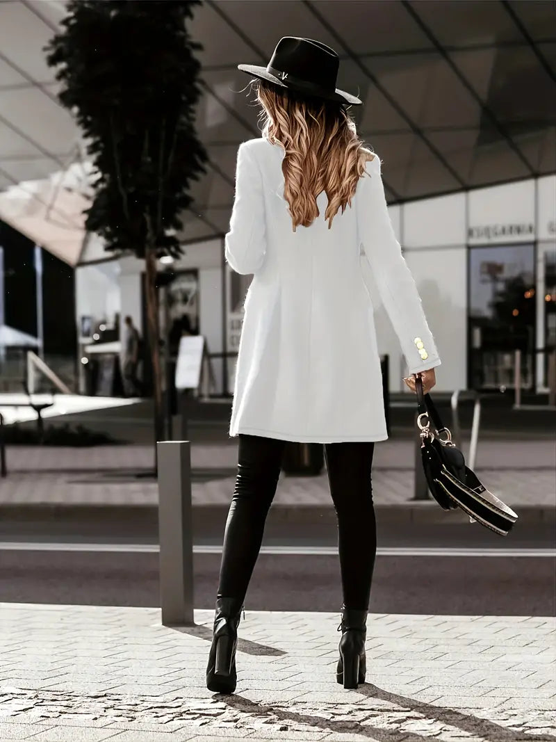Cappotto Donna Classico Doppio Petto con Bottoni Metallizzati