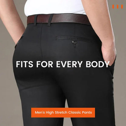 Pantaloni Uomo Stretch Vestibilità Classica Lunghezza Regolare