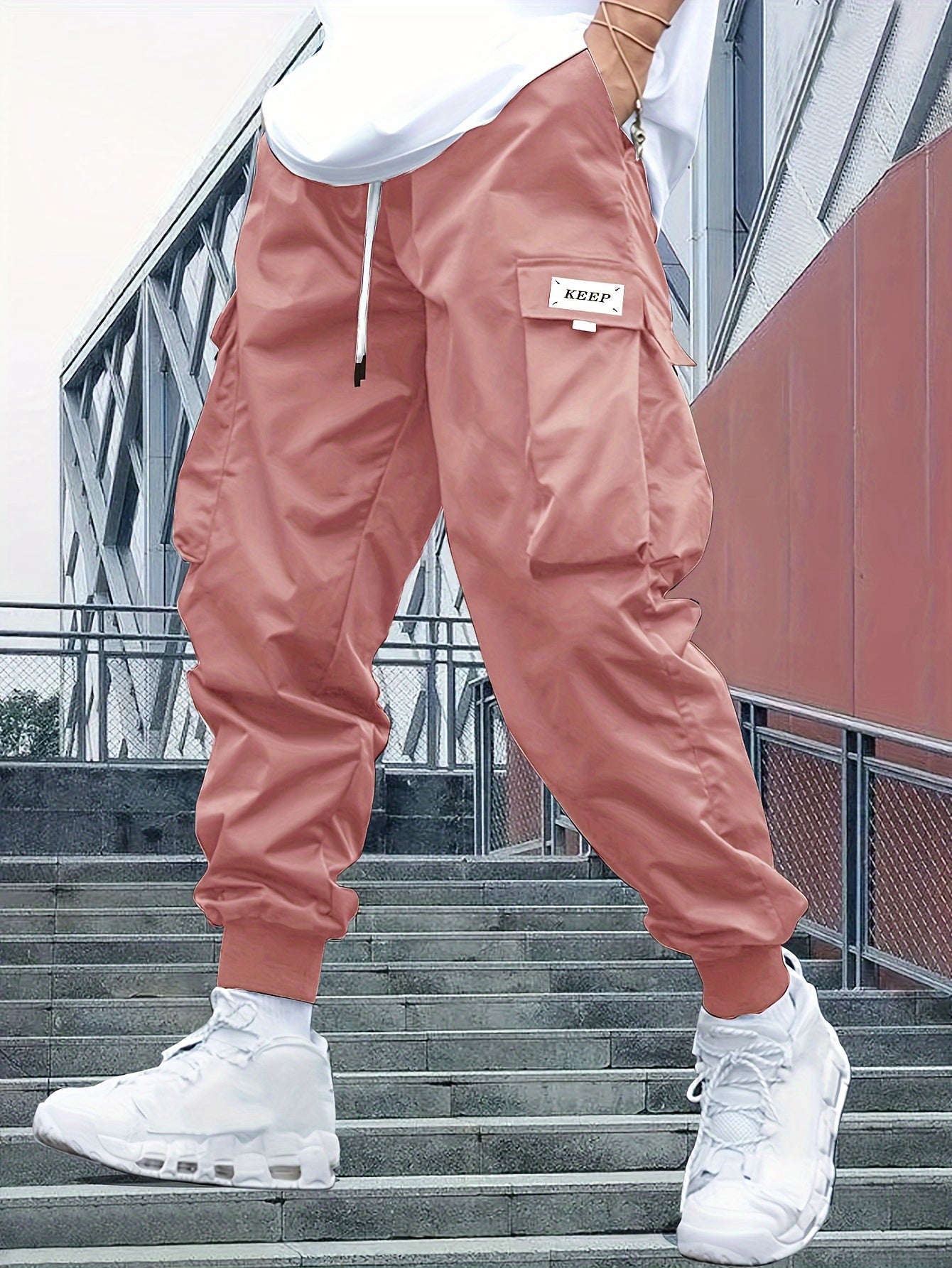 Pantaloni Cargo Uomo Streetwear Tasche e Polsini Elasticizzati