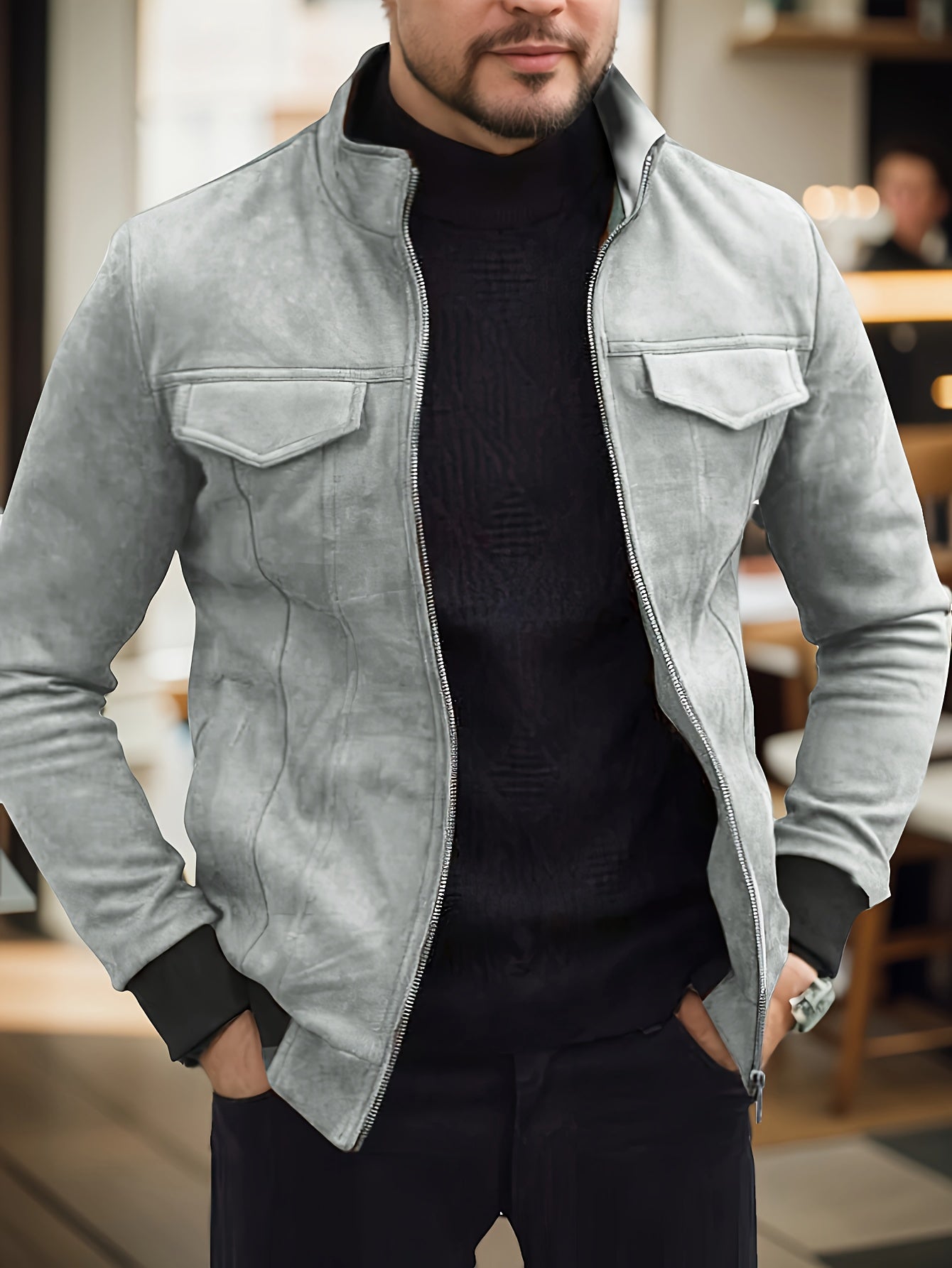 Giacca Invernale Uomo Casual con Zip e Collo Alto