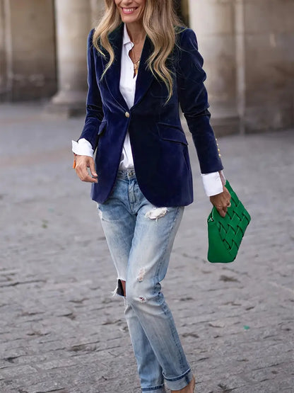 Blazer Donna Monopetto Scollo Classico Vestibilità Slim