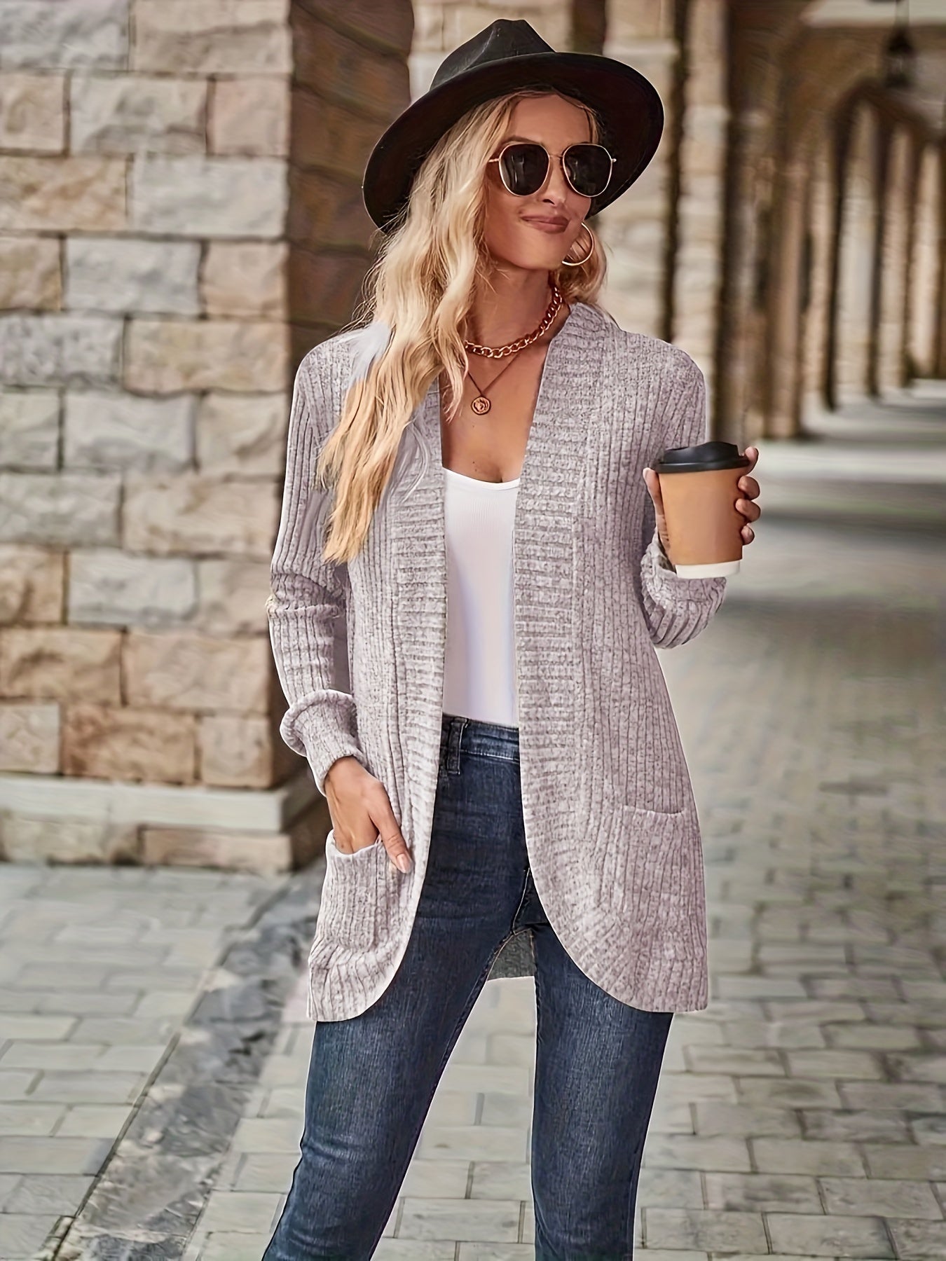 Felpa Donna in Maglia Fleece Manica Lunga Casual
