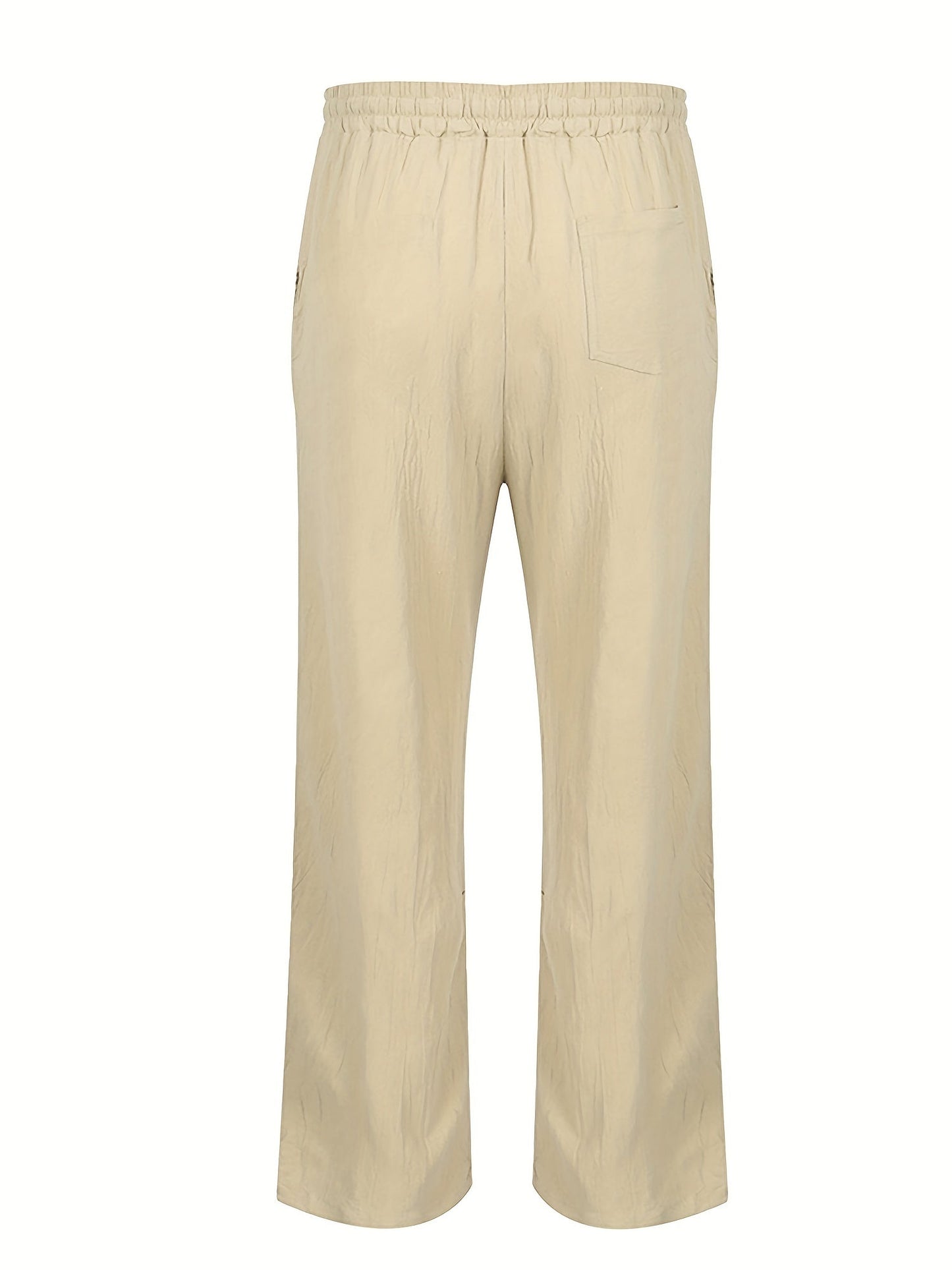 Pantaloni Lino Uomo Comfort Vestibilità Lunga