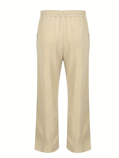 Pantaloni Lino Uomo Comfort Vestibilità Lunga