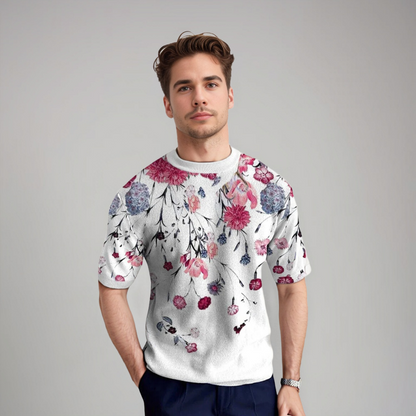 Camicia Uomo Manica Corta Motivo Floreale - Brentozzi