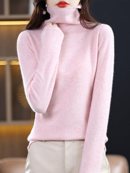 Maglione Donna Cotone Collo Alto Manica Lunga Casual