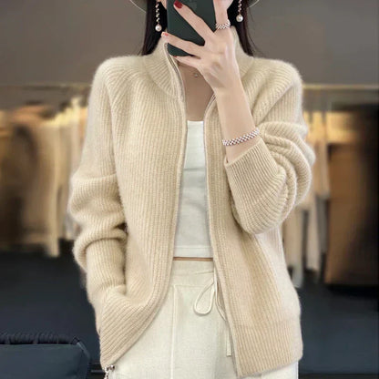 Gilet Donna in Lana con Chiusura a Zip
