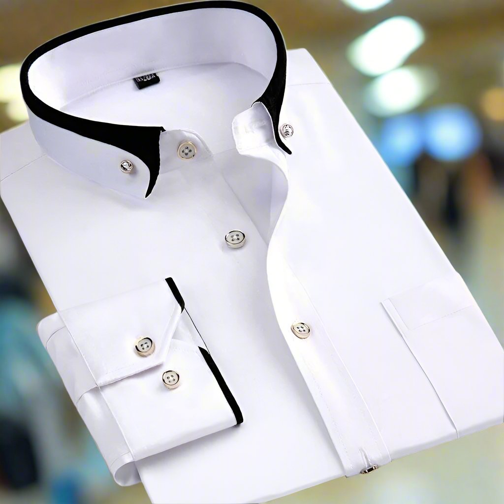 Camicia Uomo Manica Lunga Colletto a Contrasto
