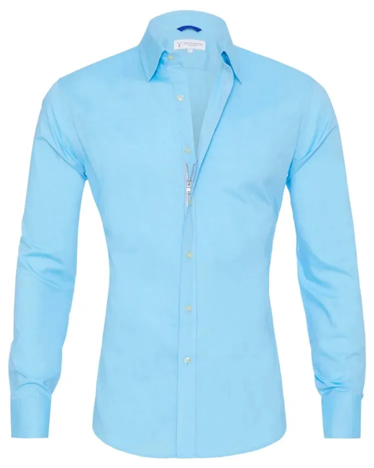 Camicia Uomo con Zip Manica Lunga Slim Fit