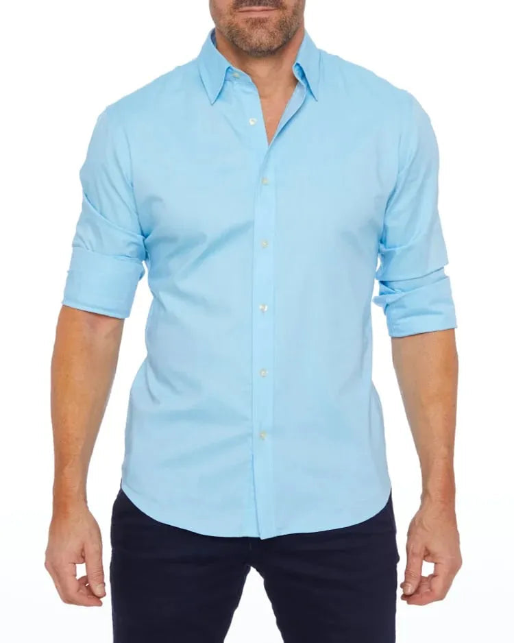 Camicia Uomo con Zip Manica Lunga Slim Fit