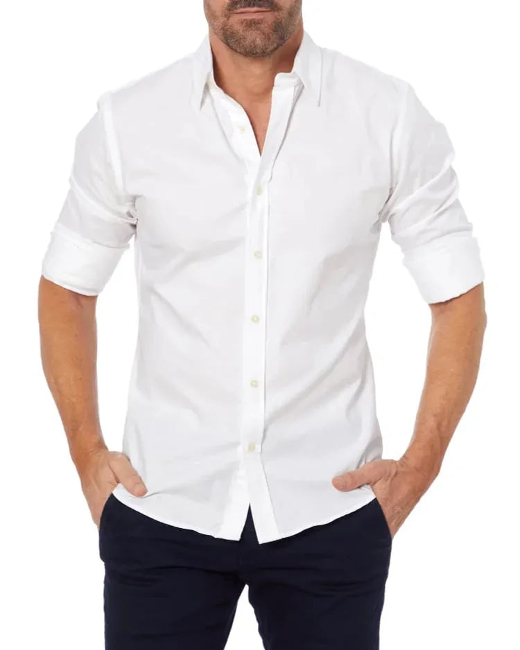 Camicia Uomo con Zip Manica Lunga Slim Fit