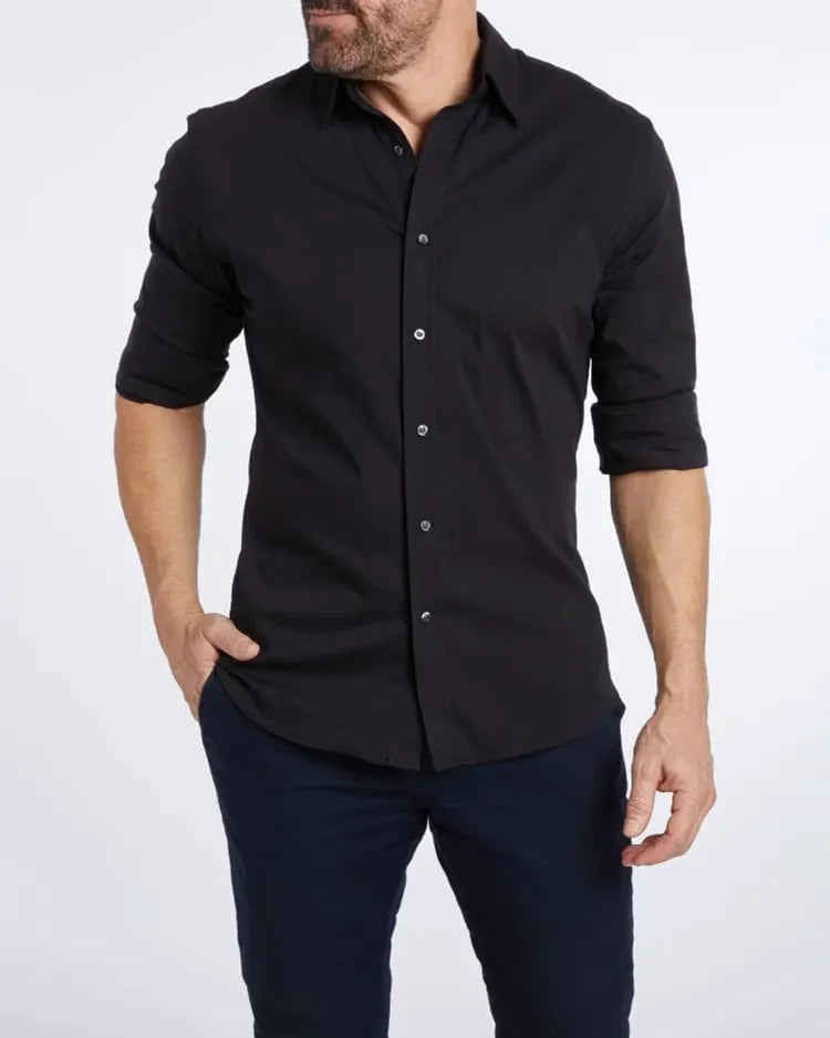 Camicia Uomo con Zip Manica Lunga Slim Fit