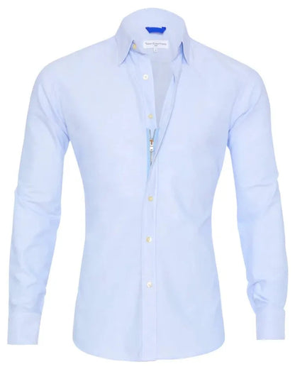 Camicia Uomo con Zip Manica Lunga Slim Fit
