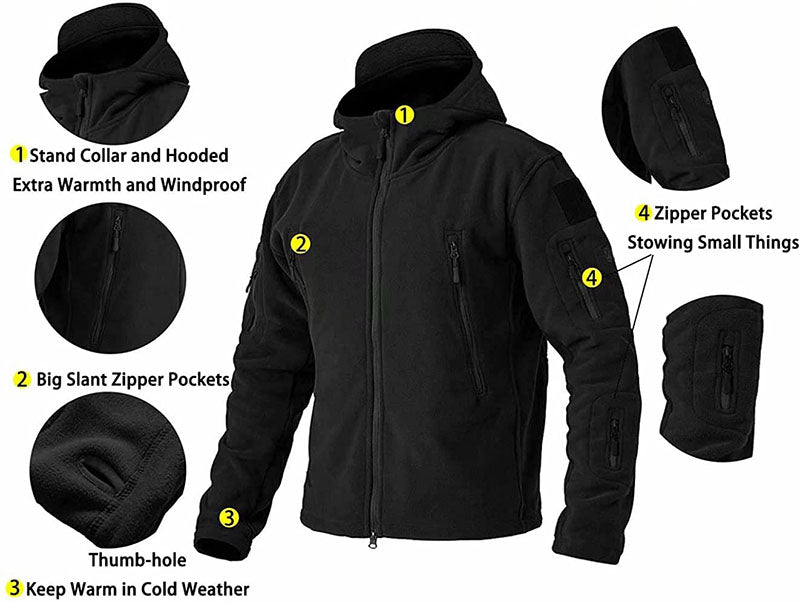 Giacca Fleece Uomo Outdoor Antivento con Tasche Antifurto