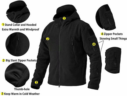 Giacca Fleece Uomo Outdoor Antivento con Tasche Antifurto