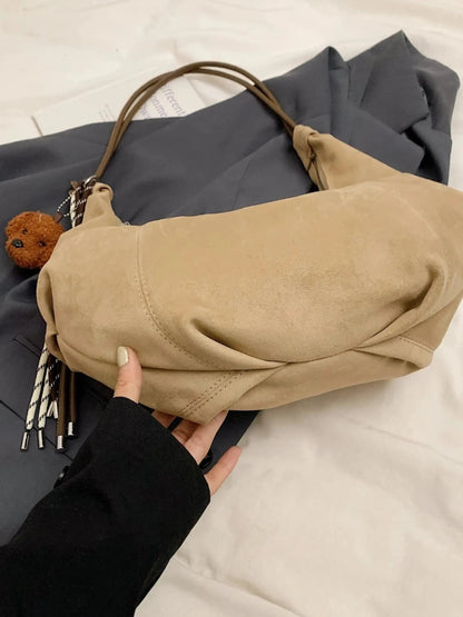 Borsa Hobo Donna in Pelle Scamosciata Stile Boho Chic