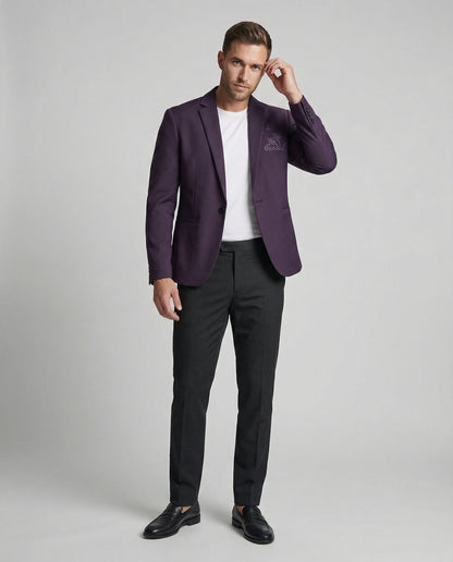 Blazer Uomo Sportivo con Ricamo Slim Fit