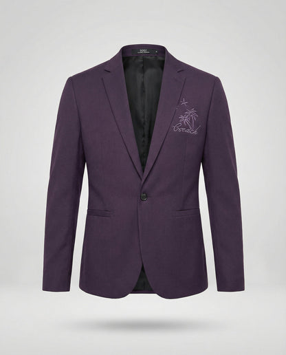 Blazer Uomo Sportivo con Ricamo Slim Fit