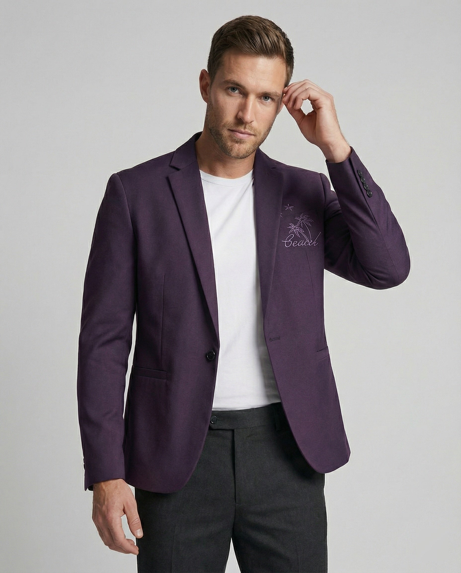 Blazer Uomo Sportivo con Ricamo Slim Fit - Brentozzi