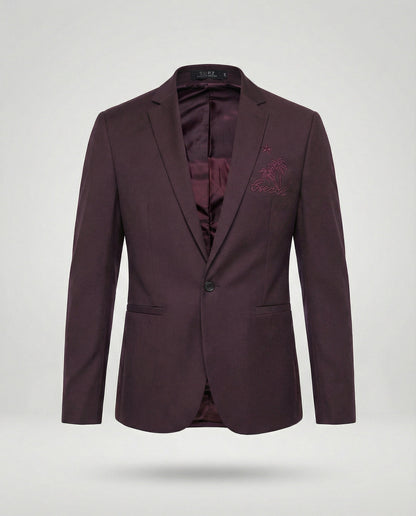 Blazer Uomo Sportivo con Ricamo Slim Fit