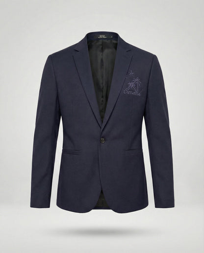 Blazer Uomo Sportivo con Ricamo Slim Fit