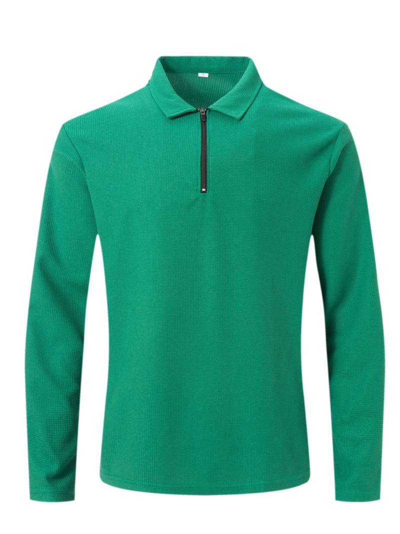 Maglia Uomo in Tessuto Waffle Manica Lunga Scollo a V
