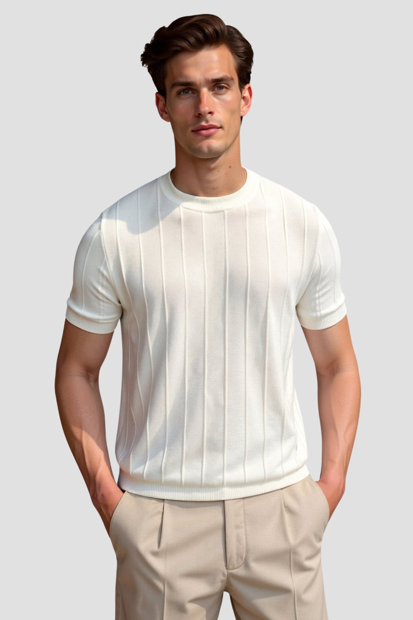 T-shirt Uomo Cotone Heavy Girocollo a Righe