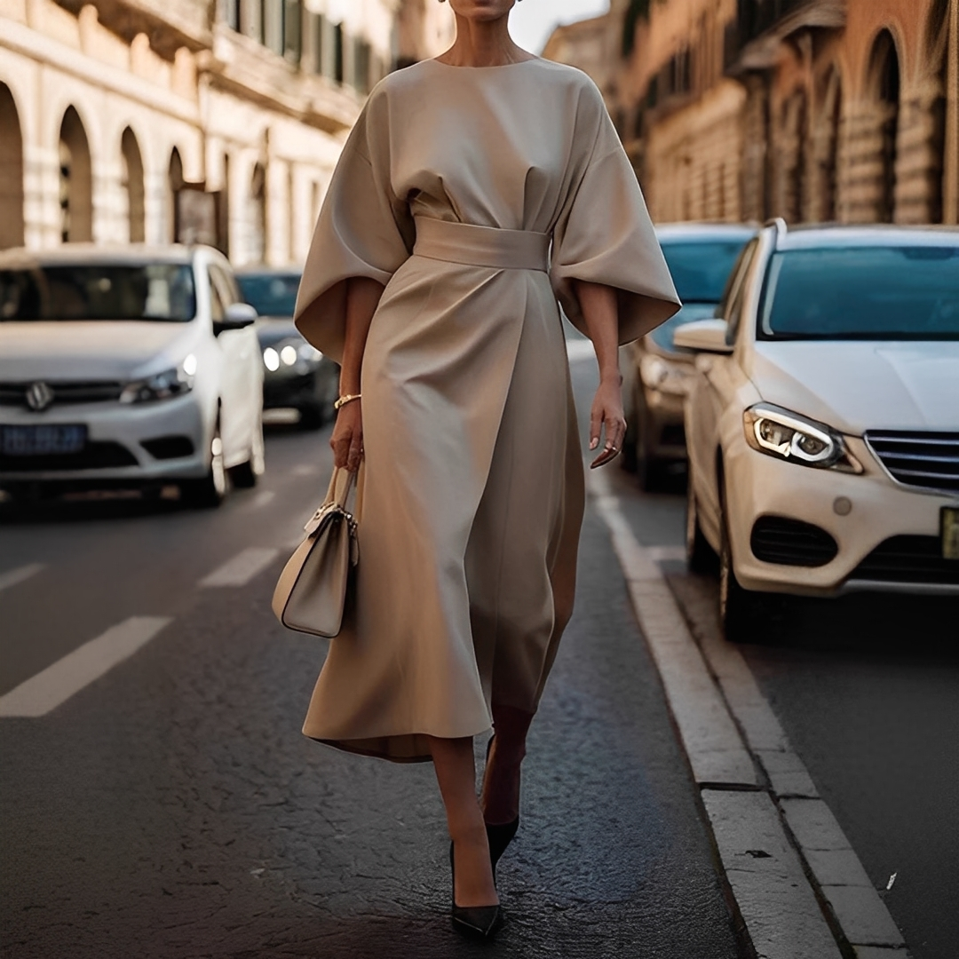 Abito Donna con Maniche a Lanterna Stile Elegante