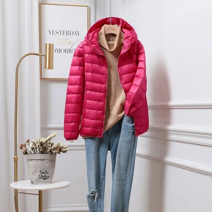 Piumino Donna con Cappuccio e Chiusura Zip