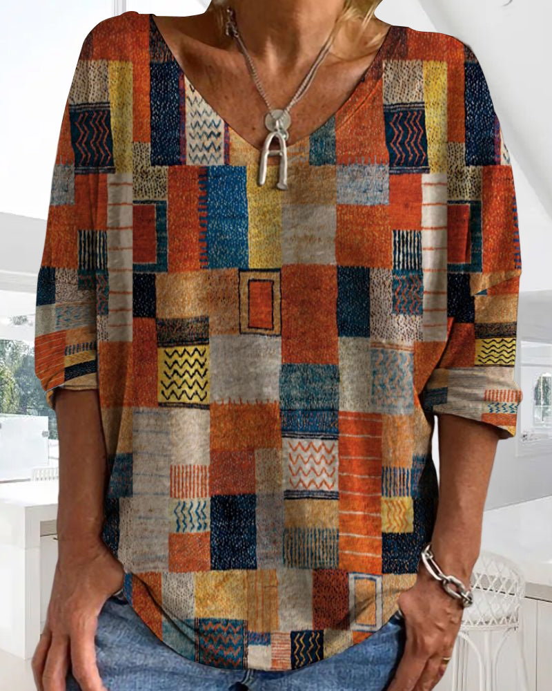 Donna Patchwork Scollo a V