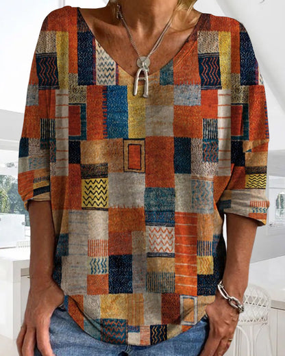 Donna Patchwork Scollo a V