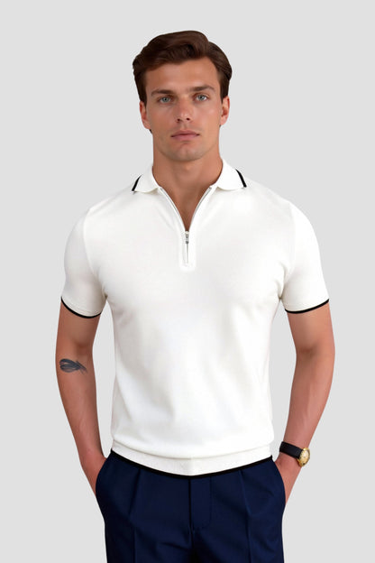 Polo Uomo Classica con Zip e Dettagli a Contrasto