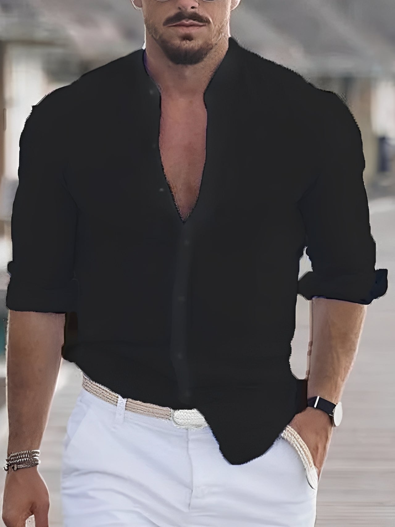Camicia Uomo Casual Manica Lunga con Bottoni