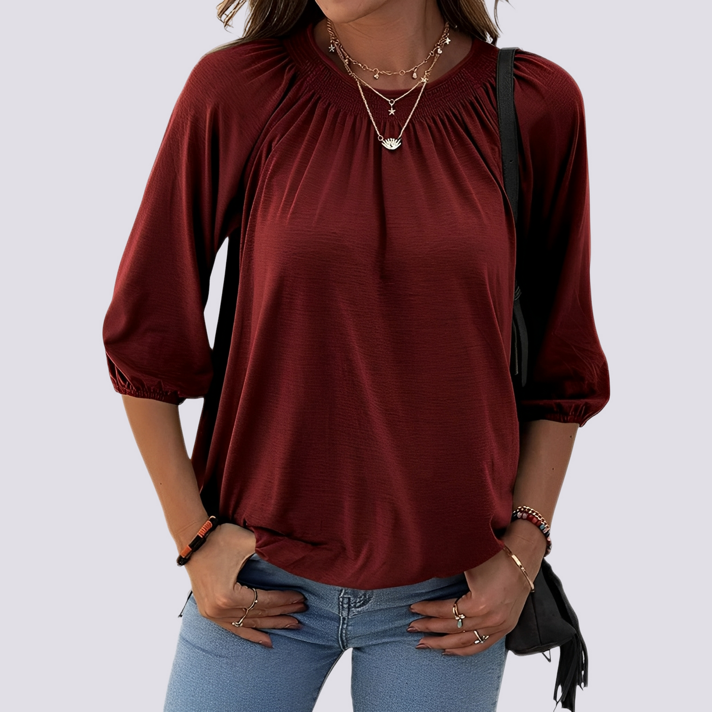 Camicia Donna Tessuto Morbido Girocollo Vestibilità Comoda