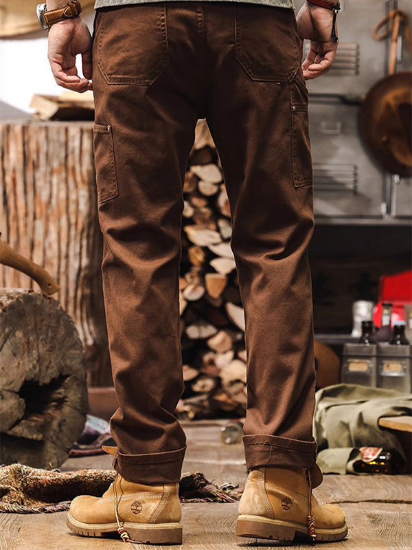 Pantaloni Cargo Uomo Tessuto Tecnico Taglio Dritto