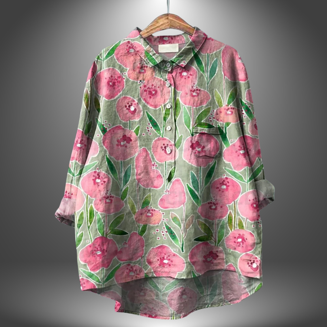 Camicia Donna Manica Lunga Fantasia Floreale