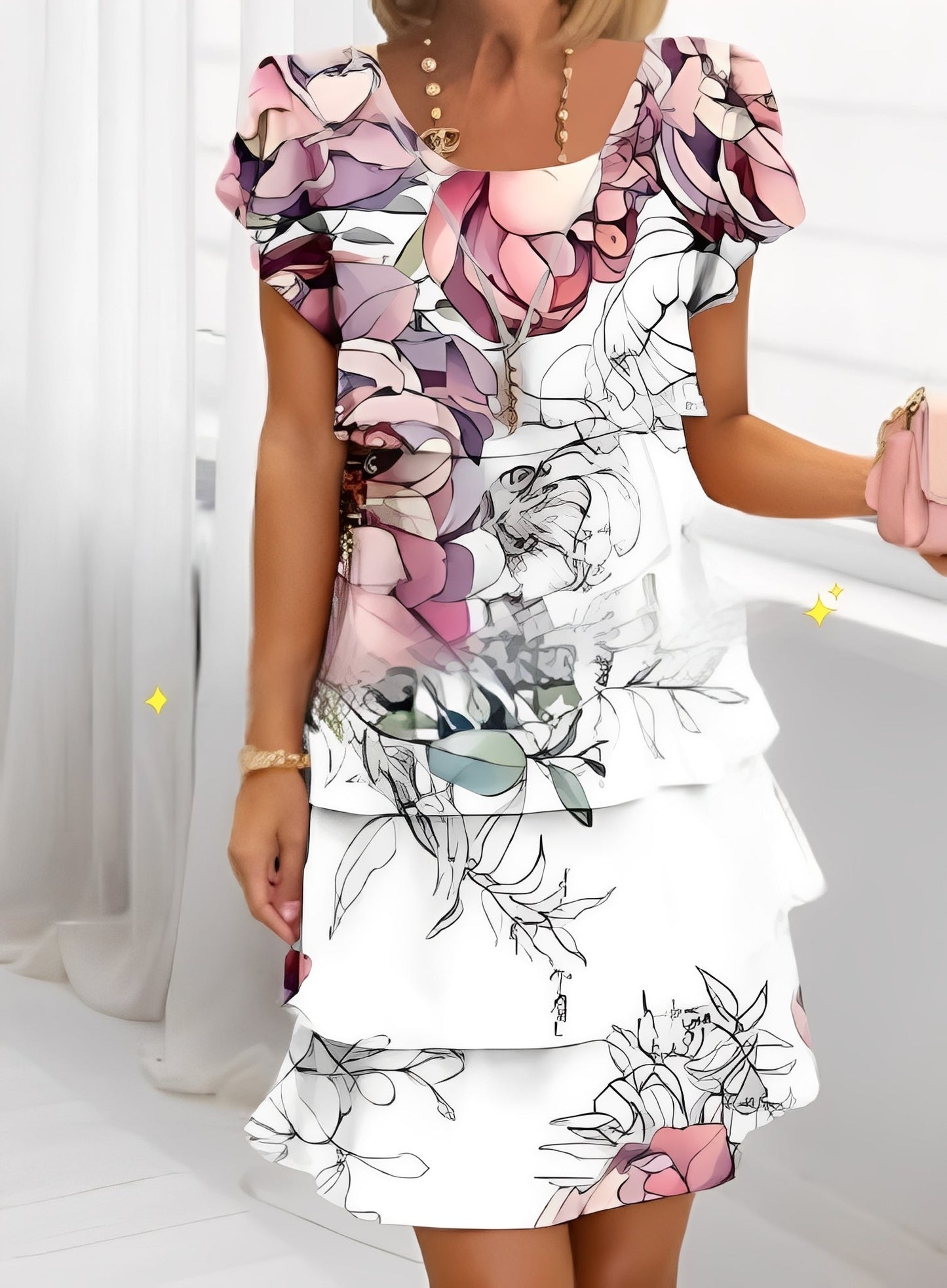 Abito Donna Elegante con Ruches Manica Corta - Brentozzi