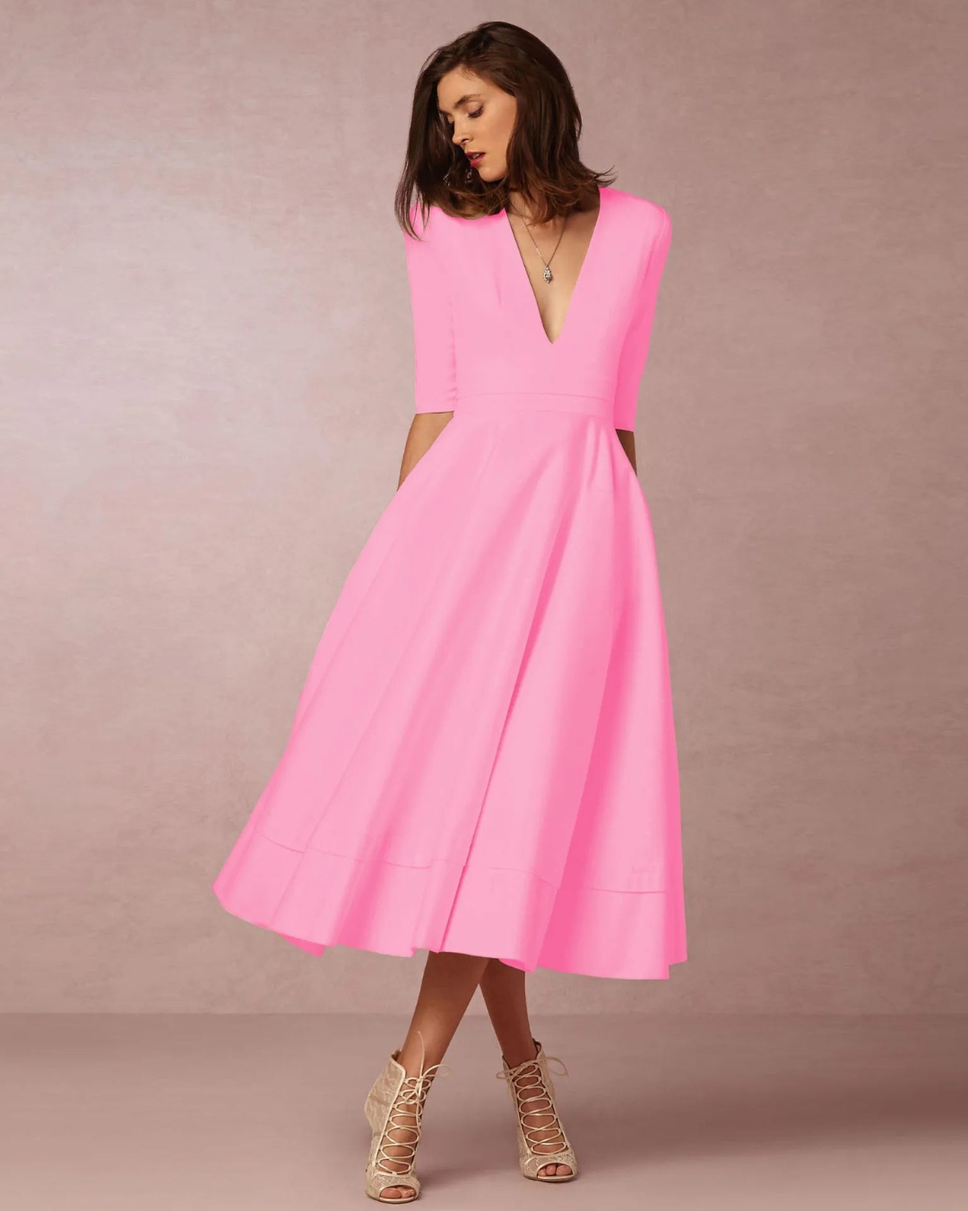 Abito Maxi Donna Scollo a V Elegante