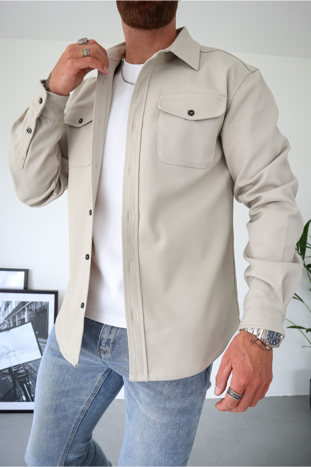 Camicia Uomo in Cotone con Tasche sul Petto Regular Fit