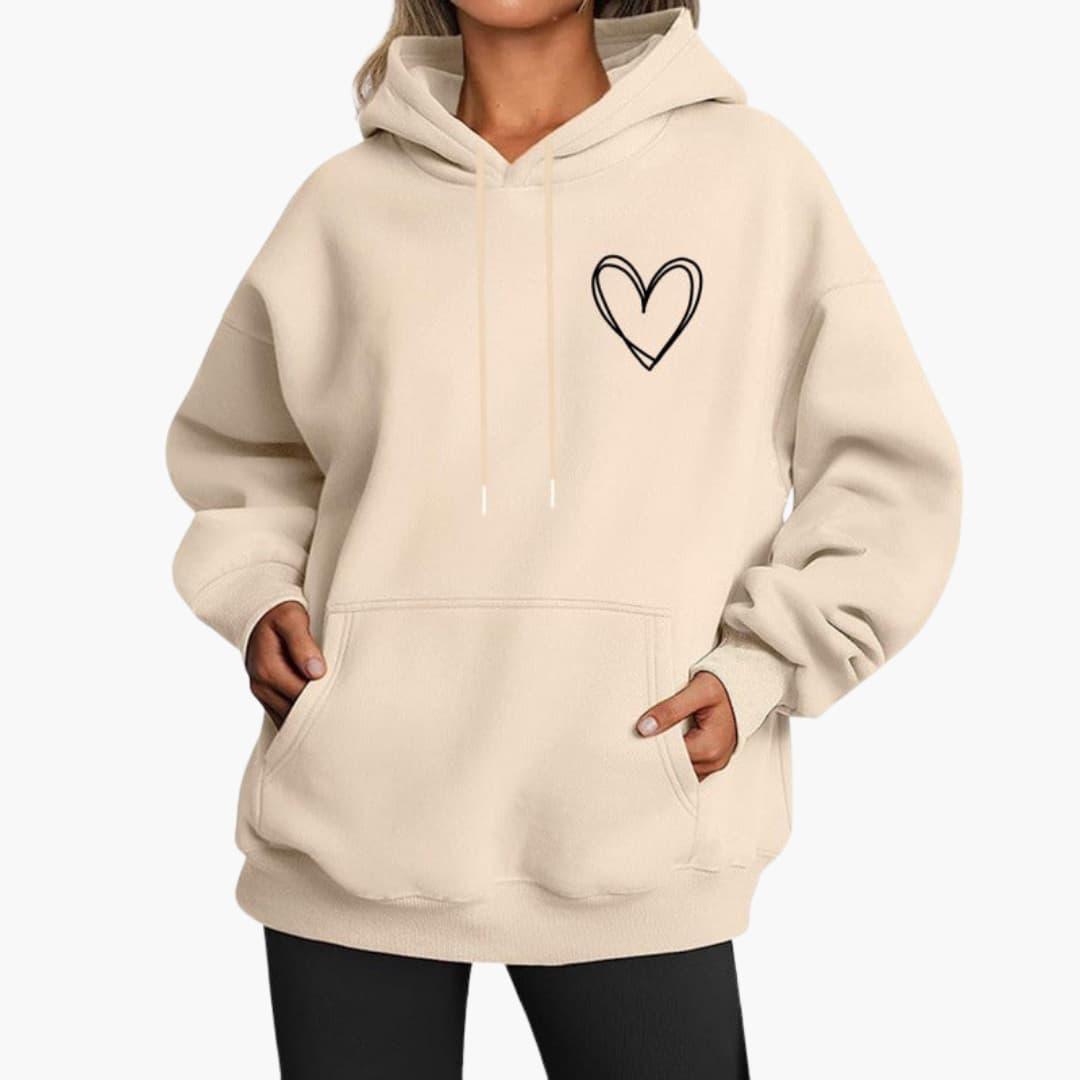 Felpa Donna con Cappuccio Stampa Cuore Regular Fit