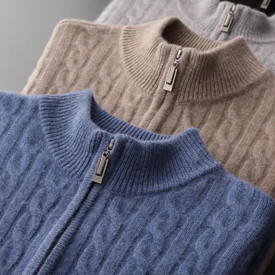 Maglione Uomo Mezza Cerniera Maglia Strutturata