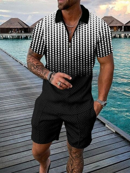 Completo Tempo Libero Uomo Due Pezzi con Stampa Casual