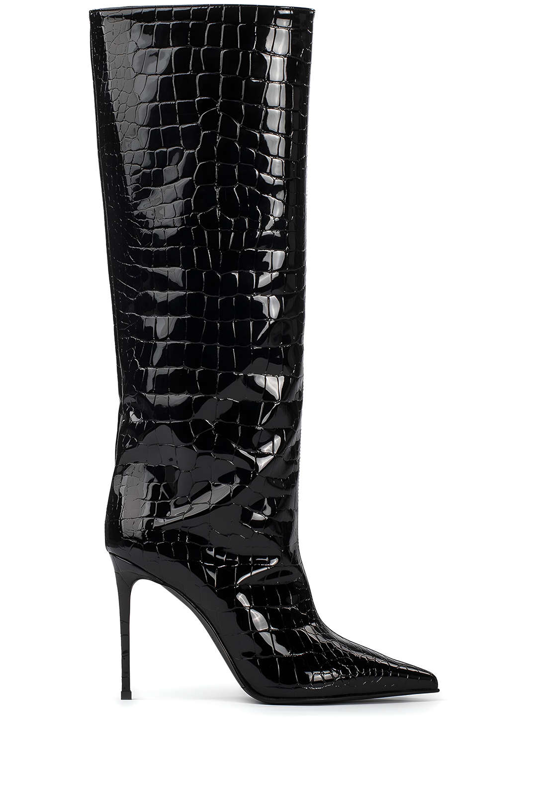 Stivali Donna in Pelle Effetto Coccodrillo Tacco Stiletto