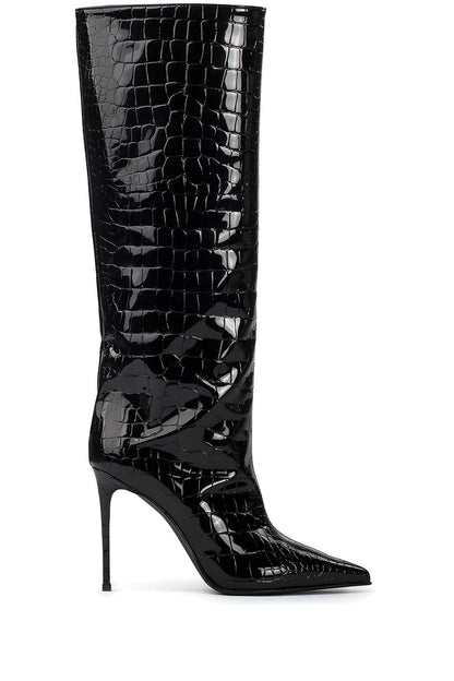 Stivali Donna in Pelle Effetto Coccodrillo Tacco Stiletto