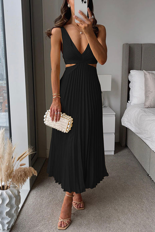 Abito Plissettato Donna Elegante Cerimonia