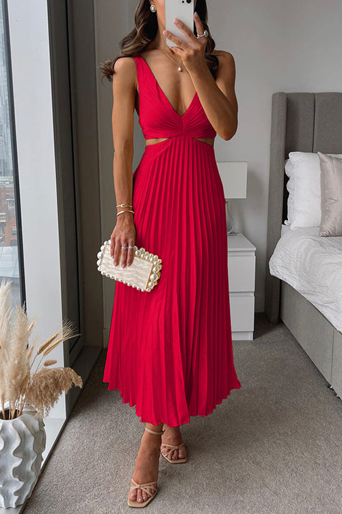 Abito Plissettato Donna Elegante Cerimonia