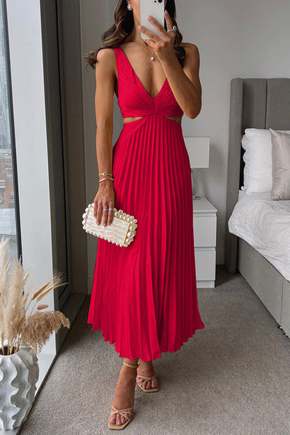 Abito Plissettato Donna Elegante Cerimonia
