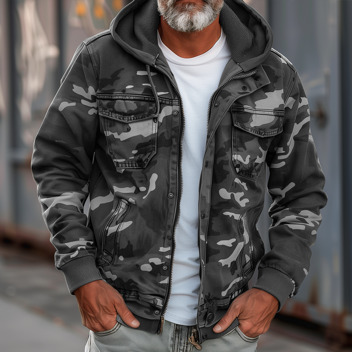 Giacca Uomo con Stampa Mimetica Regular Fit