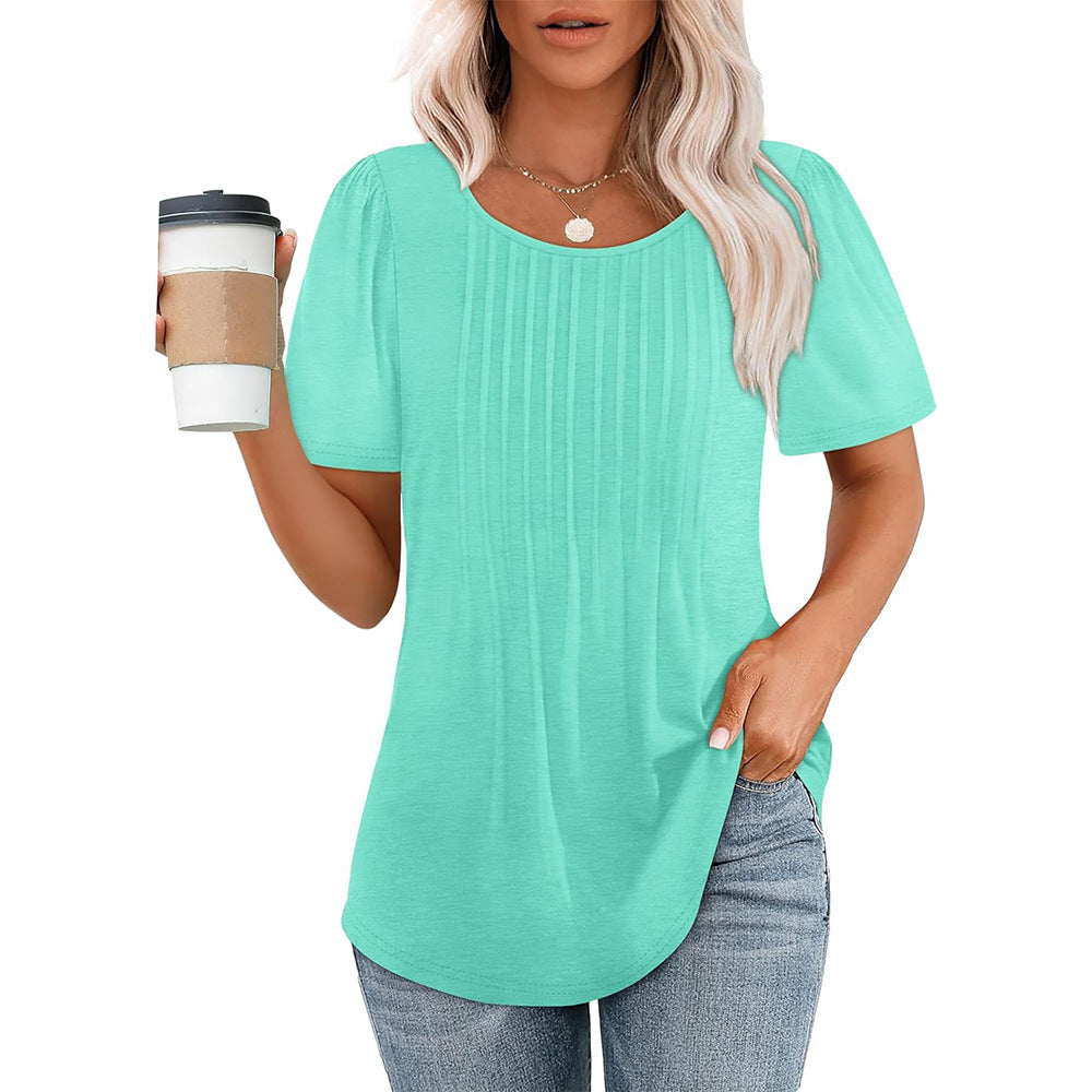Camicia Plissé Donna Girocollo Stile Casual - Brentozzi