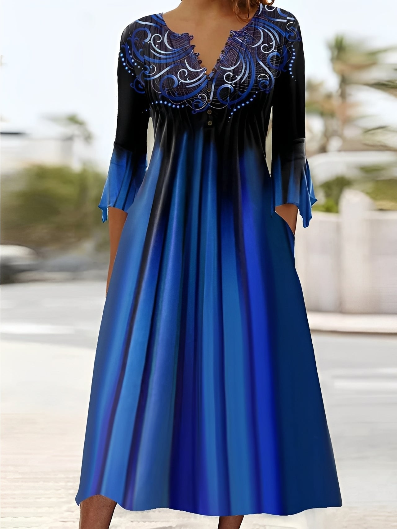 Abito Midi Donna Elegante Manica